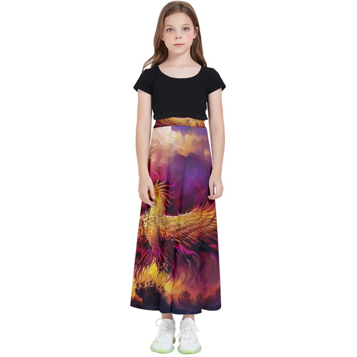 Phoenix Bird Kids  Flared Maxi Skirt