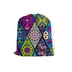 Ethnic Pattern Abstract Drawstring Pouch (large) by uniart180623