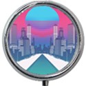 Retro Cityscape Artist Artwork Digital Art Mini Round Pill Box View1