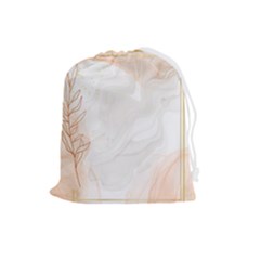 Leaves Marble Frame Background Drawstring Pouch (large) by uniart180623