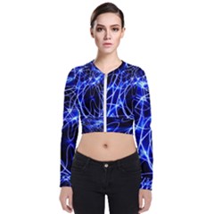 Lines Flash Light Mystical Fantasy Long Sleeve Zip Up Bomber Jacket by Dutashop