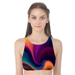 Abstract Colorful Waves Painting Tank Bikini Top by Simbadda