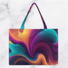 Abstract Colorful Waves Painting Medium Tote Bag by Simbadda