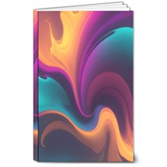 Abstract Colorful Waves Painting 8  X 10  Softcover Notebook by Simbadda