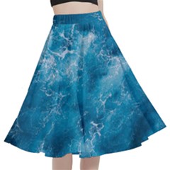 Blue Water Speech Therapy A-line Full Circle Midi Skirt With Pocket by artworkshop