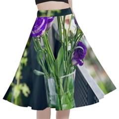 Cute Flower Wallpaper A-line Full Circle Midi Skirt With Pocket by artworkshop