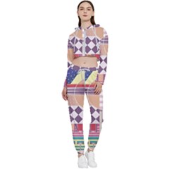 Abstract Shapes Colors Gradient Cropped Zip Up Lounge Set by Simbadda