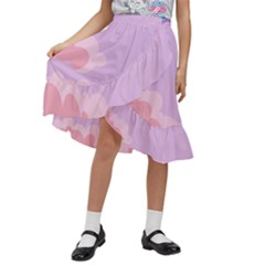 Sky Nature Sunset Clouds Space Fantasy Sunrise Kids  Ruffle Flared Wrap Midi Skirt by Simbadda