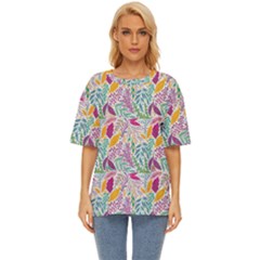 Leaves Colorful Leaves Seamless Design Leaf Oversized Basic Tee by Simbadda