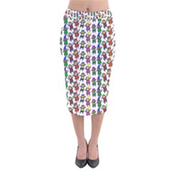 Stickman Kids Doodle Paper Children Group Velvet Midi Pencil Skirt by Simbadda