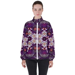 Rosette Kaleidoscope Mosaic Abstract Background Art Women s High Neck Windbreaker by Simbadda