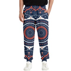 Mandala Orange Navy Men s Elastic Waist Pants by Simbadda