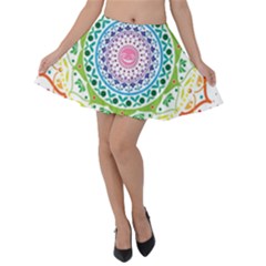 Mandala Pattern Rainbow Pride Velvet Skater Skirt by Simbadda