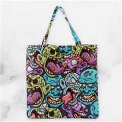 Zombie Heads Pattern Grocery Tote Bag by Simbadda