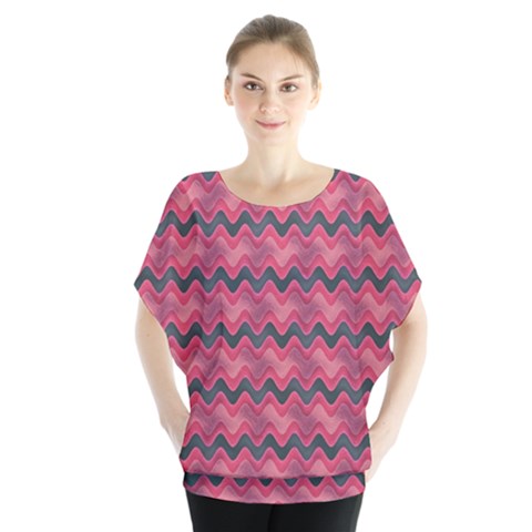 Background Pattern Structure Batwing Chiffon Blouse by Simbadda