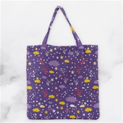 Pattern Cute Clouds Stars Grocery Tote Bag by Simbadda