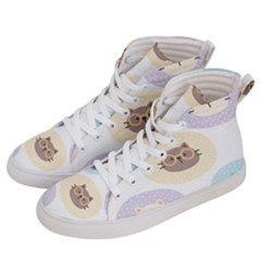 Cute Cat Seamless Pattern Background Women s Hi-top Skate Sneakers by Simbadda