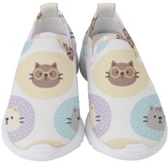 Cute Cat Seamless Pattern Background Kids  Slip On Sneakers by Simbadda