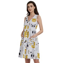 Seamless Pattern Cute Animals Sleeveless Dress With Pocket by Simbadda