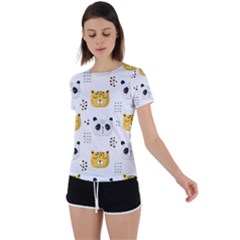 Seamless Pattern Cute Animals Back Circle Cutout Sports Tee by Simbadda