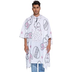 Cute Pattern With Easter Bunny Egg Men s Hooded Rain Ponchos by Simbadda