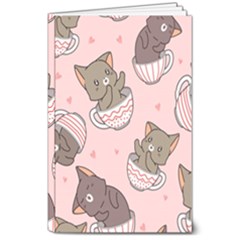 Seamless Pattern Adorable Cat Inside Cup 8  X 10  Softcover Notebook by Simbadda