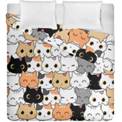 Cute Cat Kitten Cartoon Doodle Seamless Pattern Duvet Cover Double Side (king Size) by Simbadda