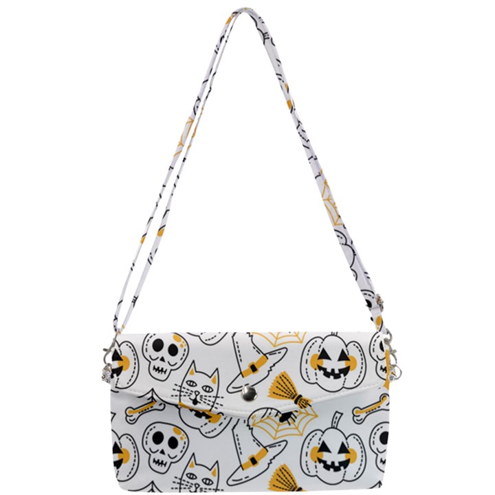 Funny Hand Drawn Halloween Pattern Removable Strap Clutch Bag