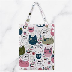 Pattern With Cute Cat Heads Classic Tote Bag by Simbadda