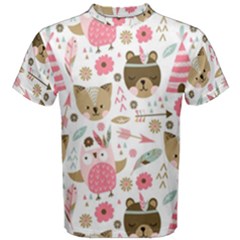 Pink Animals Pattern Men s Cotton Tee by Simbadda