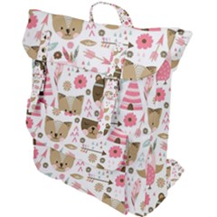 Pink Animals Pattern Buckle Up Backpack by Simbadda