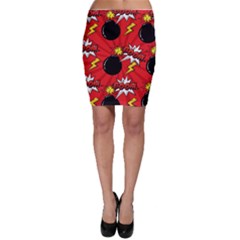 Pop Art Comic Pattern Bomb Boom Explosion Background Bodycon Skirt by Simbadda