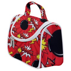 Pop Art Comic Pattern Bomb Boom Explosion Background Satchel Handbag by Simbadda