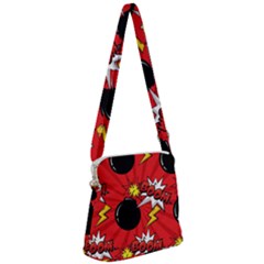 Pop Art Comic Pattern Bomb Boom Explosion Background Zipper Messenger Bag by Simbadda