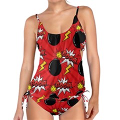 Pop Art Comic Pattern Bomb Boom Explosion Background Tankini Set by Simbadda