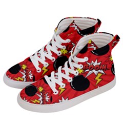 Pop Art Comic Pattern Bomb Boom Explosion Background Women s Hi-top Skate Sneakers by Simbadda