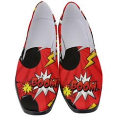 Pop Art Comic Pattern Bomb Boom Explosion Background Women s Classic Loafer Heels by Simbadda