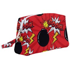 Pop Art Comic Pattern Bomb Boom Explosion Background Wristlet Pouch Bag (large) by Simbadda