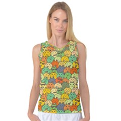 Seamless Pattern With Doodle Bunny Women s Basketball Tank Top by Simbadda