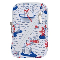 Nautical Cats Seamless Pattern Belt Pouch Bag (large) by Simbadda