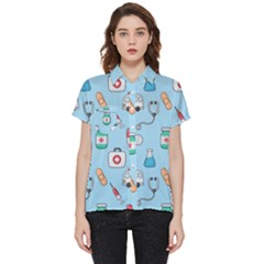 Medical Seamless Pattern Short Sleeve Pocket Shirt by Simbadda