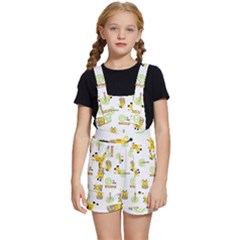 Vector Pattern With Cute Giraffe Cartoon Kids  Short Overalls by Simbadda