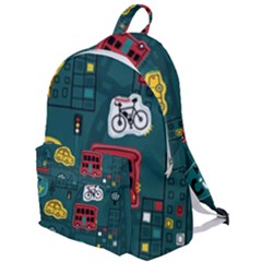 Seamless Pattern Hand Drawn With Vehicles Buildings Road The Plain Backpack by Simbadda