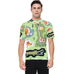 Seamless-pattern-with-wildlife-animals-cartoon Men s Short Sleeve Rash Guard by Simbadda