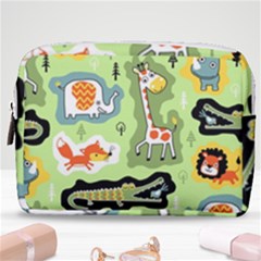 Seamless-pattern-with-wildlife-animals-cartoon Make Up Pouch (medium) by Simbadda