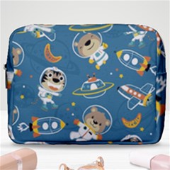 Seamless-pattern-funny-astronaut-outer-space-transportation Make Up Pouch (large) by Simbadda