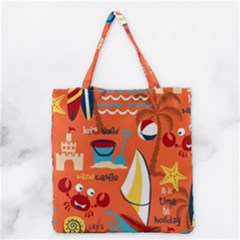 Seamless Pattern Vector Beach Holiday Theme Set Grocery Tote Bag by Simbadda