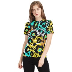 Seamless Leopard Wild Pattern Animal Print Women s Short Sleeve Rash Guard by Simbadda