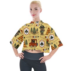 Seamless Pattern Funny Ranger Cartoon Mock Neck Tee by Simbadda