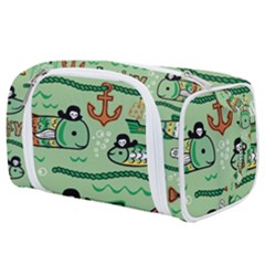 Seamless Pattern Fishes Pirates Cartoon Toiletries Pouch by Simbadda